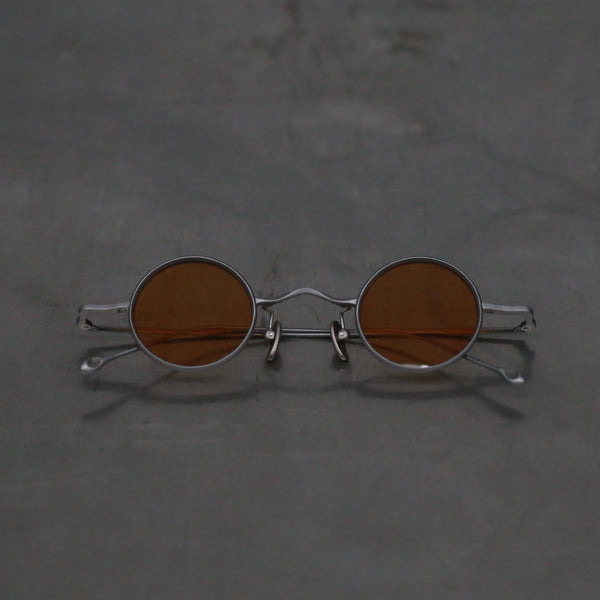 Rigards titanium high degree hand-polished round frame glasses RG1018TI series collection RG-RG1018TI-FGYKSWYP vintage silver frame salmon color lenses
